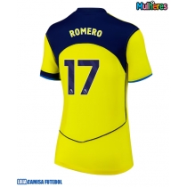 Camisa de Futebol Tottenham Hotspur Cristian Romero #17 Equipamento Alternativo Mulheres 2025-26 Manga Curta